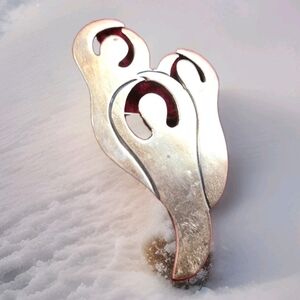 Vintage Handmade Three Dancers Spirit Pin Brooch SterlingSilver Artist Signed